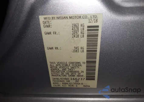 2019 Nissan Altima 2.5 Sr z USA, uszkodzony, nr VIN 1N4BL4CV6KC166237